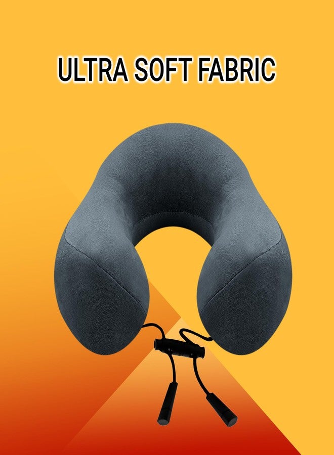Billebon Super Soft Fiber Filled Neck Pillow for Travel Combo with Premium Eye Mask Neck Rest Pillow (Grey with Eye Mask) - Image 3